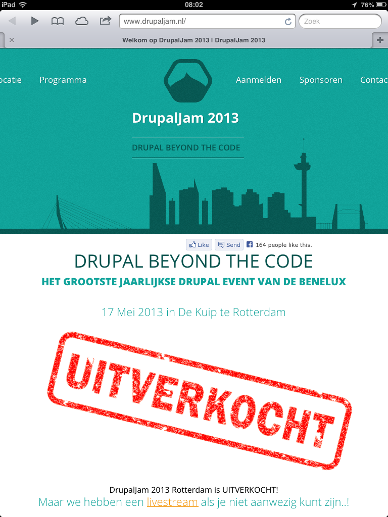 DrupalJam uitverkocht