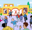 Getekend beeld van een bijzondere school